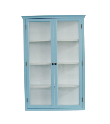 Lindholm Væghængt Vitrineskab - 121x81x21 cm - Blå/Hvid 